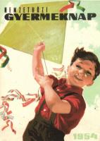 Nemzetközi Gyermeknap 1954, 1956, kiadja a Magyar Nők Demokratikus Szövetsége - 2 db megíratlan képeslap / International children's day 1954, 1956 - 2 unused Hungarian propaganda postcards, s: Repcze