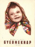 Nemzetközi Gyermeknap 1954, 1956, kiadja a Magyar Nők Demokratikus Szövetsége - 2 db megíratlan képe...