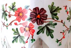 cca 1860 Emlékpohár, formába fúvott üveg, kétrétegű, hámozott, csiszolt,  zománc festett, aranyozott...