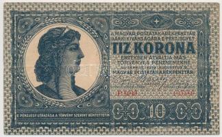 1919. augusztus 9. 10K T:III fo. / Hungary 9th August 1919 10 Korona C:F spotted  Adamo K13