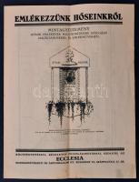 1923 Mintagyűjtemény Hősök emlékének megörökítésére szolgáló emléktáblákról és emlékművekről, pp.:8, 29x22cm