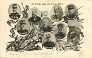 Gli artefici della piu grande Italia / Italian politicians and generals in early 20th century, propaganda, Victor Emmanuel III (EK)