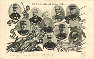 'Gli artefici della piu grande Italia' / Italian politicians and generals in early 20th century, propaganda, Victor Emmanuel III (EK)