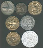 Románia 6db modern nagyalakú  emlékplakett (Br + 1db Alu) klf motívummal, mint autó,  sport, bányászat + 1db Bulgária szoc. motívummal T:többnyire I,II