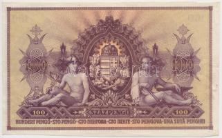 1943. 100P "Szálasi-kiadás" kiadatlan, sor- és sorozatszám nélkül, ívből kivágva T:II- /
...