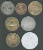 Románia 6db modern nagyalakú  emlékplakett (Br + 1db Alu) klf motívummal, mint autó,  sport, bányász...