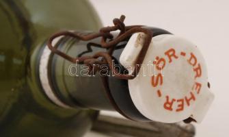 Dreher nagy sörös palack, porcelán dugóval, fém szerelékkel, apró csorba a szájon, kb 3 literes, m:3...