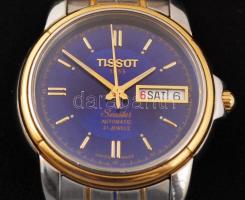 cca 1990 Tissot 1853 Seastar automata 21 köves karóra, metál kék számlappal, naptárral, jelzett felh...