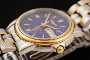 cca 1990 Tissot 1853 Seastar automata 21 köves karóra, metál kék számlappal, naptárral, jelzett felh...