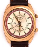 Cornavin 18 köves, automata karóra, ébresztővel, néhol kopott számlappal, működik, igényes bőr szíjj...