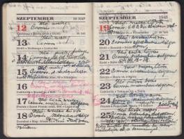 1948 A Kner nyomda előjegyzési naptár, kitöltve minden nap időjárásával és egyéb napi bejegyzésekkel