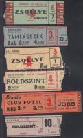 1942-1943 9 db mozijegy(Palace Filmszínház, Rialto, Studio, Pátria, Kamara Mozgószínház)