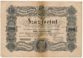 1848. 100Ft Kossuth bankó T:III- nagyobb szakadás, ragasztónyom / Hungary 1848. 100Ft Kossuth banknote C:VG bigger tear, tape mark Adamo G114