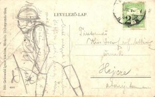 Miskolj éjjel, részeges kollázs, 1910 Grünwald Ignác kiadása