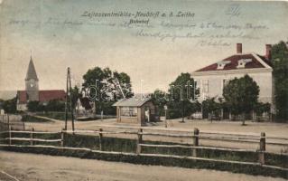 Lajtaszentmiklós, Neudörfl an der Leitha; Vasútállomás, Bahnhof, Verlag von Bruchdruckerei Schön / railway station (EK)