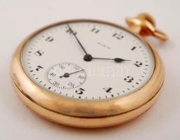 cca 1920 Elgin aranyozott zsebóra, másodperc mutatóval, díszes hátlappal, működik. /
cca 1920 Elgin...