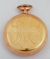 cca 1920 Elgin aranyozott zsebóra, másodperc mutatóval, díszes hátlappal, működik. /
cca 1920 Elgin...