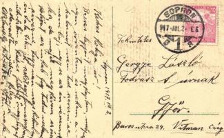 Sopron, Erzsébet utca, villamos, Piri Dániel kiadása