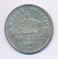 Franciaország / Második Császárság 1867A 20c Ag "III. Napóleon" (0,99g) T:2 patina
France...