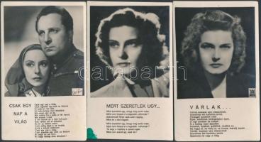 10 db régi képeslap magyar színésznőkkel / 10 Hungarian actress postcards