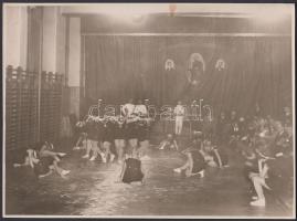 1930 BSE Tornacsarnok ünnepi bemutató, 2db Pobuda  pecséttel jelzett fotó, 17x23cm