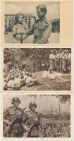 9 db MODERN 1950-es évekbeli magyar katonai, propaganda képeslap, vegyes minőségben / 9 modern 1950s Hungarian military, propaganda postcards, mixed quality