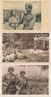 9 db MODERN 1950-es évekbeli magyar katonai, propaganda képeslap, vegyes minőségben / 9 modern 1950's Hungarian military, propaganda postcards, mixed quality