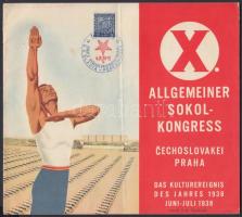 1938 Allgemeiner Sokolkongress, Cechoslovakei, Praha, pp.:8, pecséttel és bélyeggel, 19x21cm