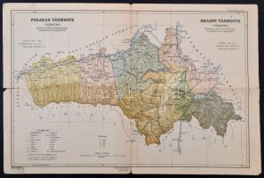 1915 Fogaras / Brassó vármegye térképe, kiadja a Magyar Földrajzi Intézet Rt., szakadásokkal, 32x48 cm