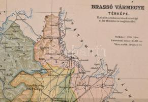 1915 Fogaras / Brassó vármegye térképe, kiadja a Magyar Földrajzi Intézet Rt., szakadásokkal, 32x48 ...