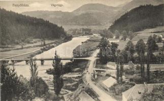 Fenyőháza, Lubochna; Vágvölgy, híd, kiadja Jahn Nándor szálloda és villatulajdonos / valley, bridge