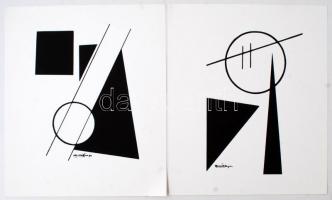 Kassák Lajos (1887-1967): 6 képarchitektúra, teljes mappa (linó, 1920 körül), szita (Pesti Műhely, 1...