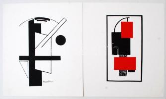 Kassák Lajos (1887-1967): 6 képarchitektúra, teljes mappa (linó, 1920 körül), szita (Pesti Műhely, 1...