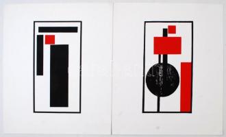 Kassák Lajos (1887-1967): 6 képarchitektúra, teljes mappa (linó, 1920 körül), szita (Pesti Műhely, 1...