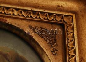 cca 1880 Jelzés nélkül: Szent Anna a gyermek Máriával. Olaj, falemez, antik keretben, 19×15 cm