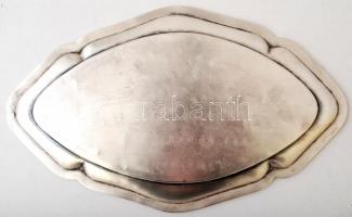 Ezüst (Ag.) mandula formájú tálca, jelzett, 28×17 cm, nettó 192 g