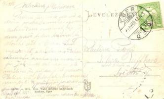 Eger, látkép a kis zsinagógával. Kiadja Özv. Wahl Adolfné 23. sz. 1915