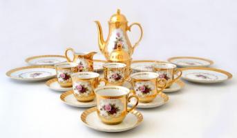 Bavaria Josef Kuba kávés és tányér készlet, matricás, jelzett, hibátlan, összesen: 21 db