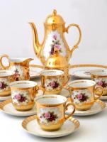 Bavaria Josef Kuba kávés és tányér készlet, matricás, jelzett, hibátlan, összesen: 21 db