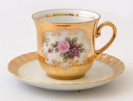 Bavaria Josef Kuba kávés és tányér készlet, matricás, jelzett, hibátlan, összesen: 21 db