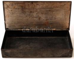 Tevan Margit díszdobozka, fém, kopott, 8x17x3cm