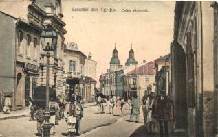 Targu Jiu, Zsilvásárhely; Calea Victoriei / street, shops (EK)