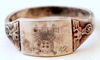 Wehrmacht emblémás ezüst gyűrű jelzett, készítő: Veljekset Sundqvist / Wehrmacht silver ring 4,4 g