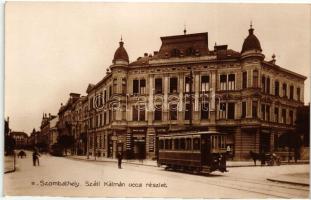 Szombathely, Széll Kálmán utca, villamos, Pauk Testvérek üzlete, fodrászszalon, kiadja Dukesz Jenő