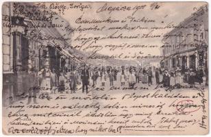 1905 Lippa, Lipova; Fő utca, Huszárek G.A. üzlete az Arany Kaszához, kiadja Konstantin Sándor / main street, shops (EK)