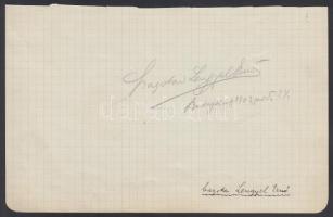 Ady Endre (1877-1919): Saját kezű aláírása füzetlapon