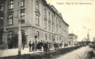 Lugos, Lugoj; Királyi főgimnázium, Színház, kiadja Auspitz Adolf / grammar school, theater