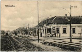 Budapest XV. Rákospalota, Fő utca, Búza étterme, villamos (EK)