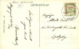 Nagyenyed, Aiud; Főtér, a vár a keleti, nyugati és déli bástyákkal, Gazdasági bank, kiadja Földes Ed...