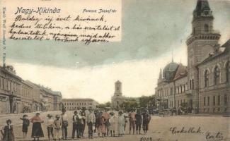 Nagykikinda, Ferenc József tér, kiadó Wolf Józsefné / main square